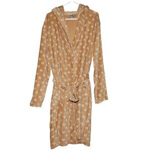 True Religion Men's Plush Robe Pockets Caramel Monogram Christmas Gift Him NWT